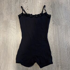 SKIMS Black Lace Trim Chemise